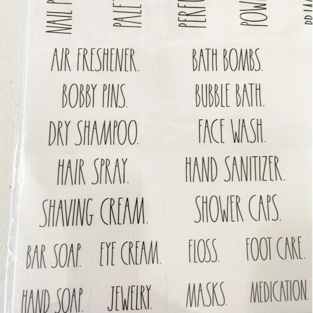 NEW Rae Dunn BATHROOM & LAUNDRY 180 Clear Organizing Labels